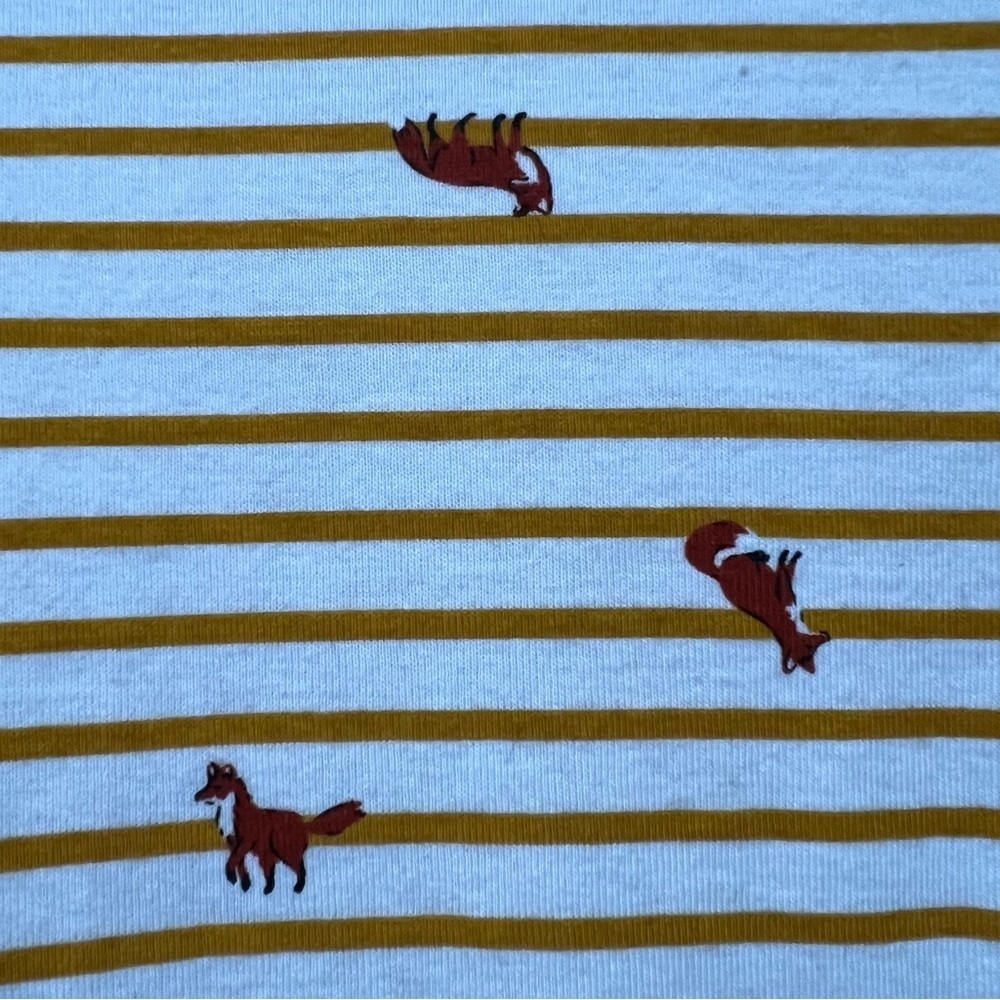 Yellow Stripe Fox T-Shirt Tee 2X Long Sleeve V Neck Top Shirt Croft & Barrow EUC - Picture 5 of 8